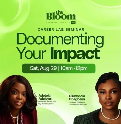 Career Lab Seminar flyer: Documenting Your Impact with Adetola Adeleye and Oluwasola Obagbemi