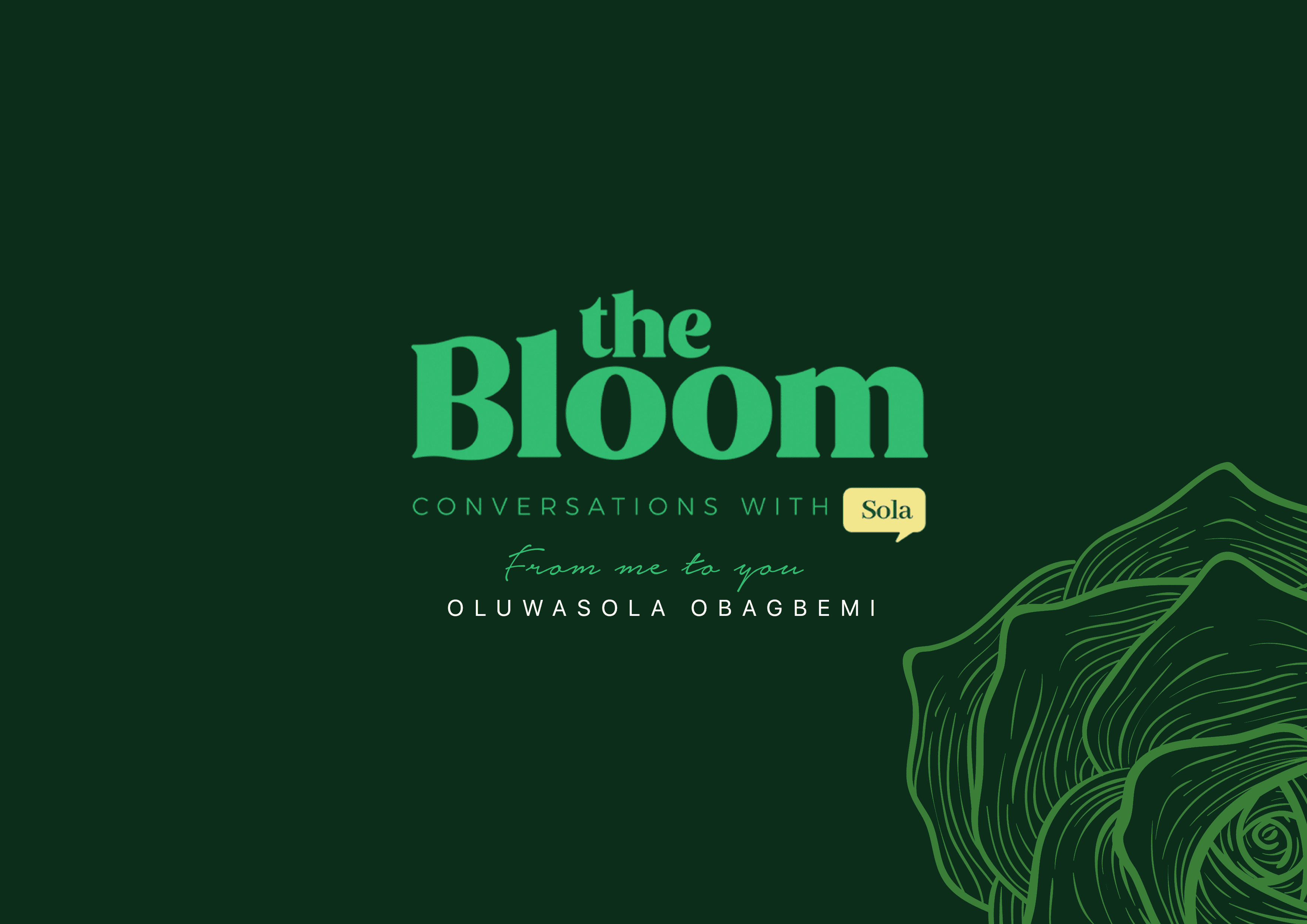 The Bloom Conversations with Sola event graphic on green background